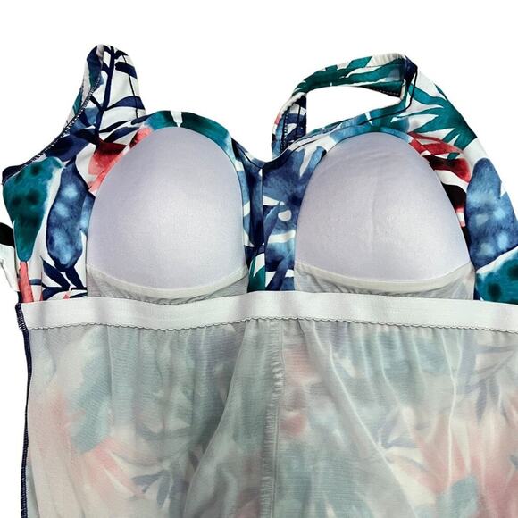 Maxine Of Hollywood Spa Shirred Girl Leg One Piece Swimsuit  Size 16 - Picture 2 of 7